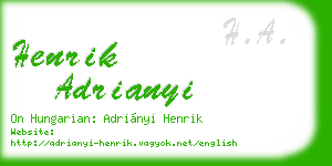 henrik adrianyi business card